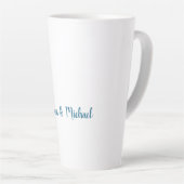 ミニマルプロフェッショナルプレーンモダンブルーホワイト カフェラテマグ (右アングル)