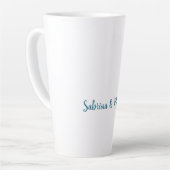 ミニマルプロフェッショナルプレーンモダンブルーホワイト カフェラテマグ (左アングル)