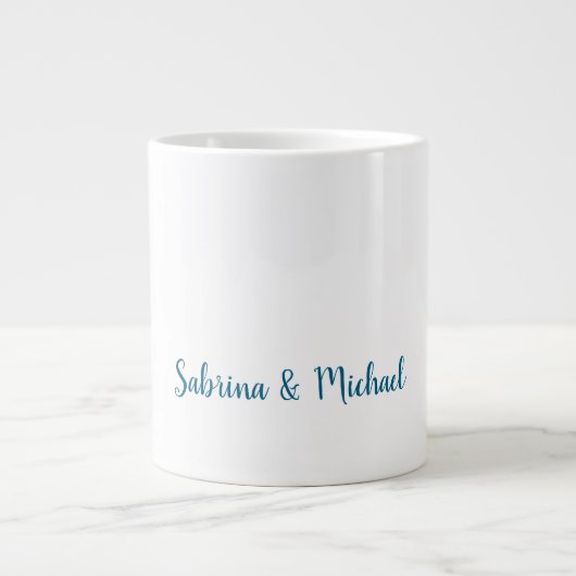 ミニマルプロフェッショナルプレーンモダンブルーホワイト ジャンボコーヒーマグカップ (正面)