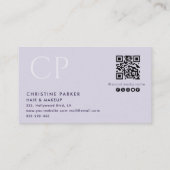 ミニマルプロフェッショナルヘアモノグラムQrコード 名刺 (裏面)