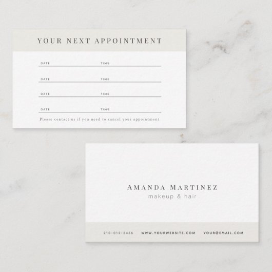 ミニマルプロフェッショナルベージュアポイントメントカード 名刺 (正面/裏面)