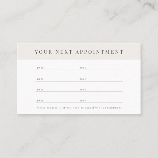 ミニマルプロフェッショナルベージュアポイントメントカード 名刺 (正面)