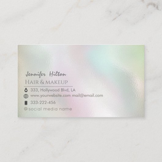 ミニマルプロフェッショナルホログラフィック金ゴールド箔 名刺 (裏面)