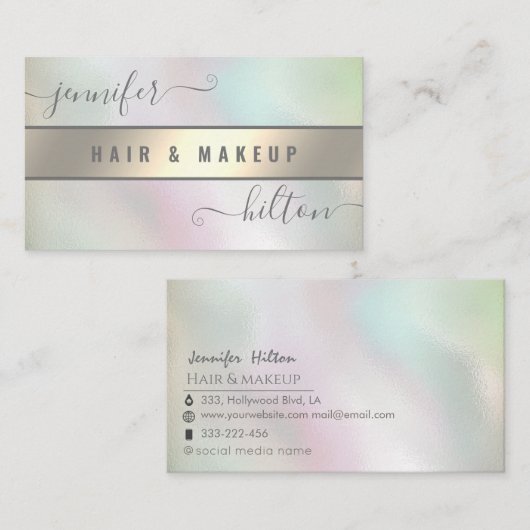 ミニマルプロフェッショナルホログラフィック金ゴールド箔 名刺 (正面/裏面)