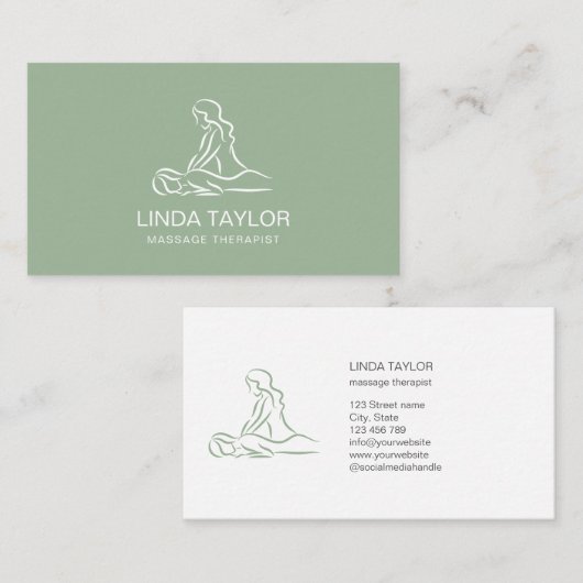 ミニマルプロフェッショナルマッサージセラピストセージ 名刺 (正面/裏面)