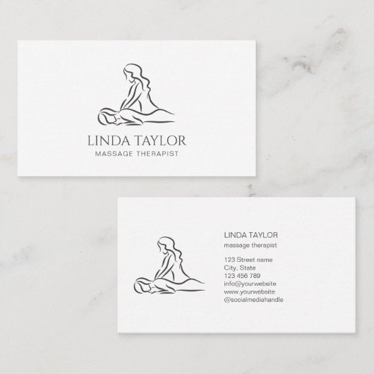 ミニマルプロフェッショナルマッサージセラピスト 名刺 (正面/裏面)