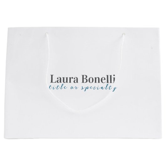 ミニマルプロフェッショナルモダンなプレーンな名前のタイトル ラージペーパーバッグ (正面)