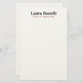 ミニマルプロフェッショナルモダンなプレーンな名前のタイトル 便箋 (正面/裏面)