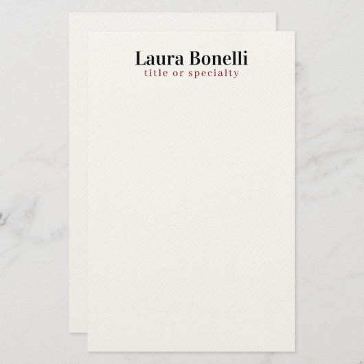 ミニマルプロフェッショナルモダンなプレーンな名前のタイトル 便箋 (正面/裏面)
