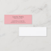 ミニマルプロフェッショナルモダンエレガントピンクプレーン スキニー名刺 (正面/裏面)