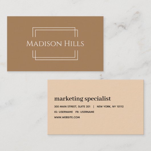 ミニマルプロフェッショナルモダンフレームブラウン 名刺 (正面/裏面)