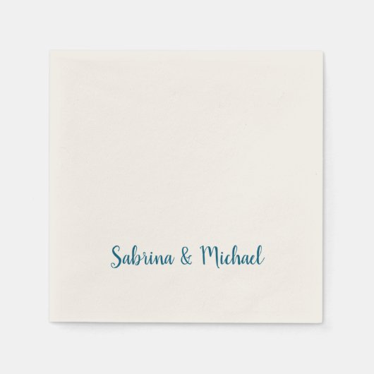 ミニマルプロフェッショナルモダンプレインブルー&ベージュ色 スタンダードカクテルナプキン (正面)