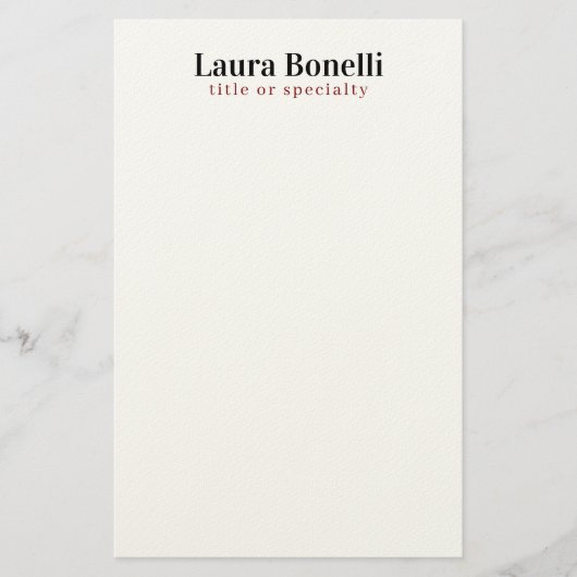 ミニマルプロフェッショナルモダンプレーン名タイトル 便箋 (正面)