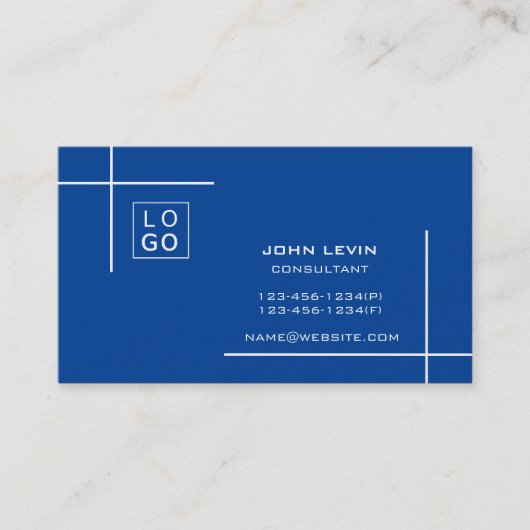 ミニマルプロフェッショナルモダンロゴ（青） 名刺 (正面)