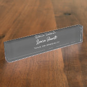 ミニマルプロフェッショナルモダン手書きダークグレー デスクネームプレート (側面)