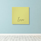 ミニマルプロフェッショナルモダン無地のオリーブグリーン キャンバスプリント (インサイチュ (ウッドフロア))