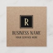 ミニマルプロフェッショナルモノグラムロゴ素朴クラフト スクエア名刺 (正面)