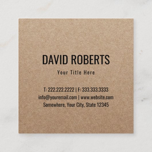 ミニマルプロフェッショナルモノグラムロゴ素朴クラフト スクエア名刺 (裏面)