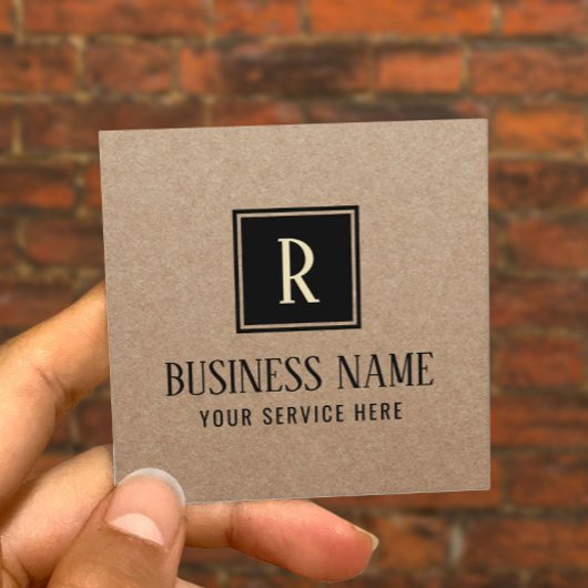 ミニマルプロフェッショナルモノグラムロゴ素朴クラフト スクエア名刺