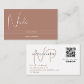 ミニマルプロフェッショナルモノグラムQrコードシナモン 名刺 (正面/裏面)