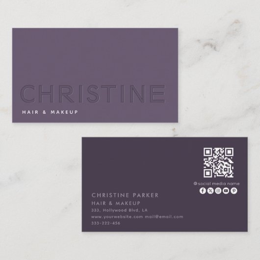 ミニマルプロフェッショナルレタープレスQrコード 名刺 (正面/裏面)