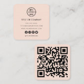 ミニマルプロフェッショナルロゴQrコードソフトピーチ スクエア名刺 (正面/裏面)