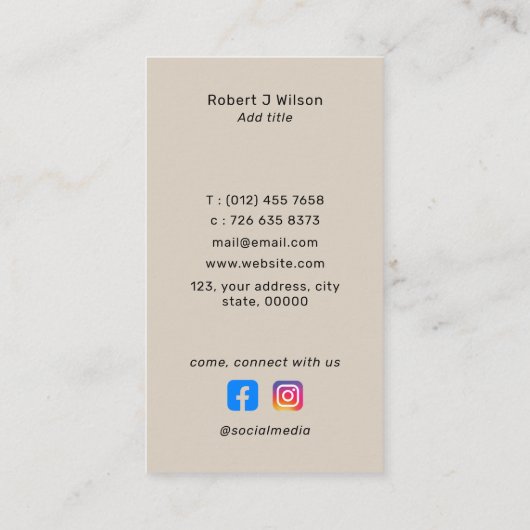 ミニマルプロフェッショナルロゴQRコードソーシャルメディア 名刺 (裏面)