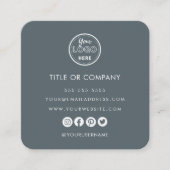 ミニマルプロフェッショナルロゴQrコードネイビー スクエア名刺 (正面)