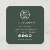 ミニマルプロフェッショナルロゴQrコードフォレストグリーン スクエア名刺 (正面)