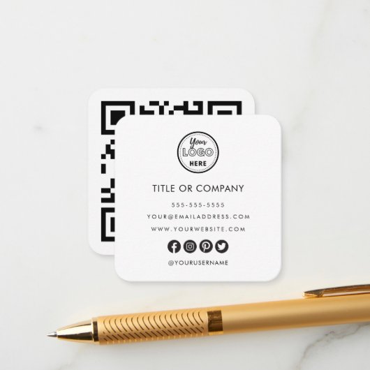 ミニマルプロフェッショナルロゴQrコードホワイト エンクロージャーカード (正面/裏面インサイチュ)