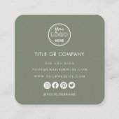 ミニマルプロフェッショナルロゴQrコードSage Green スクエア名刺 (正面)