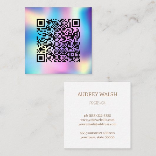 ミニマルプロフェッショナルロゴQR スクエア名刺 (正面/裏面)