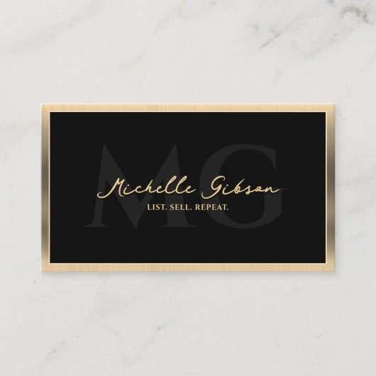 ミニマルプロフェッショナル不動産仲介業者フェイク金ゴールド縁ど 名刺 (正面)