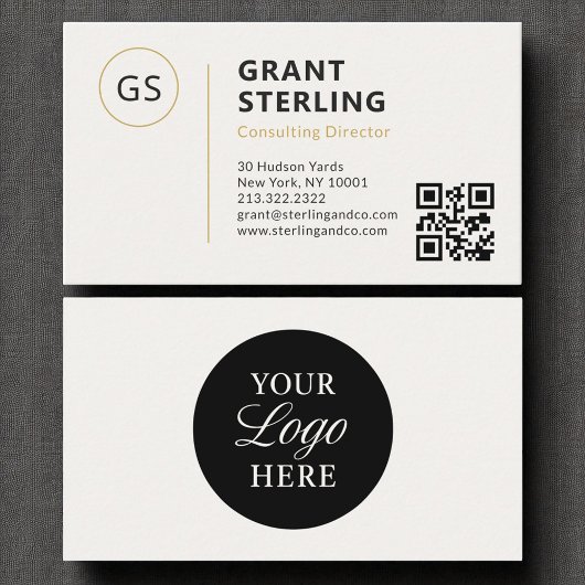 ミニマルプロフェッショナル会社ロゴQRコード 名刺