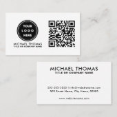 ミニマルプロフェッショナル会社ロゴQRコード 名刺 (正面/裏面)