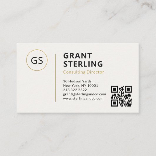 ミニマルプロフェッショナル会社ロゴQRコード 名刺 (正面)