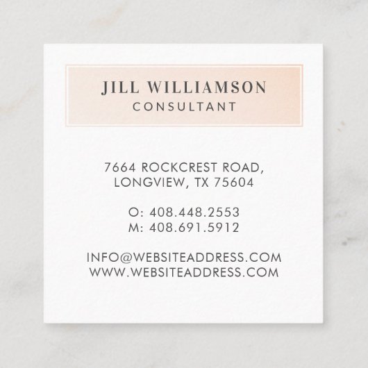 ミニマルプロフェッショナル会社名とビジネスフォト スクエア名刺 (裏面)