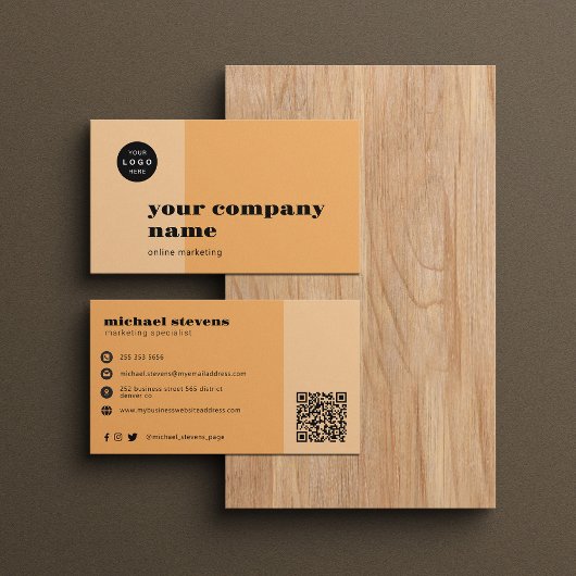 ミニマルプロフェッショナル会社名ロゴQRコード 名刺