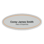 ミニマルプロフェッショナル名の専門知識グレー楕円 名札 (正面)