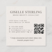 ミニマルプロフェッショナル名モダンビジネス写真 スクエア名刺 (裏面)