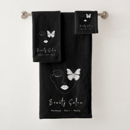 ミニマルプロフェッショナル美しいサロンブラック バスタオルセット