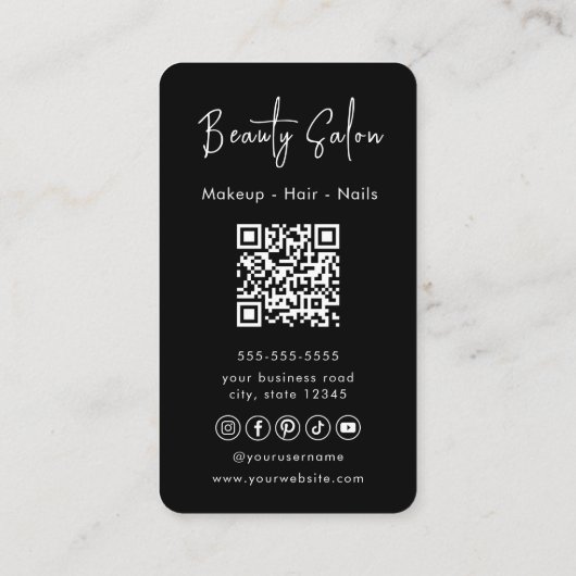 ミニマルプロフェッショナル美しいサロン名刺 エンクロージャーカード (裏面)