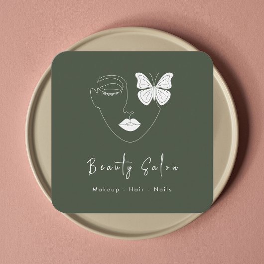 ミニマルプロフェッショナル美しいサロン名刺 スクエア名刺