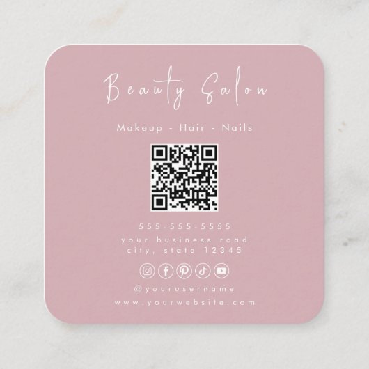 ミニマルプロフェッショナル美しいサロン名刺 スクエア名刺 (裏面)