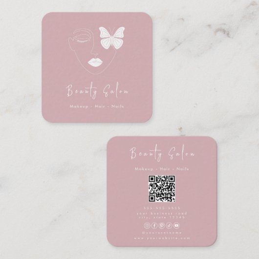 ミニマルプロフェッショナル美しいサロン名刺 スクエア名刺 (正面/裏面)