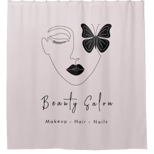 ミニマルプロフェッショナル美しいサロン赤面ピンク シャワーカーテン (正面)