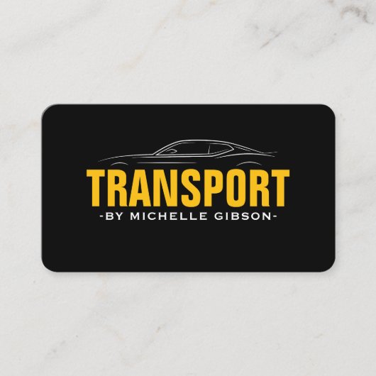 ミニマルプロフェッショナル輸送黄色タクシーブラック 名刺 (正面)