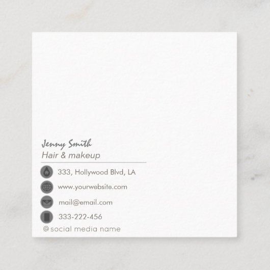 ミニマルプロフェッショナル金ゴールドフォイルシンプル スクエア名刺 (裏面)