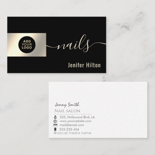 ミニマルプロフェッショナル金ゴールドフォイル爪、 ネイル事業 名刺 (正面/裏面)