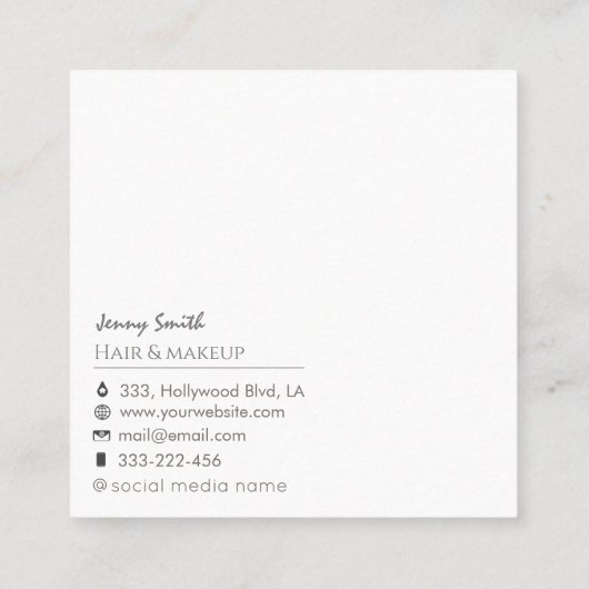 ミニマルプロフェッショナル金ゴールド箔美容師 スクエア名刺